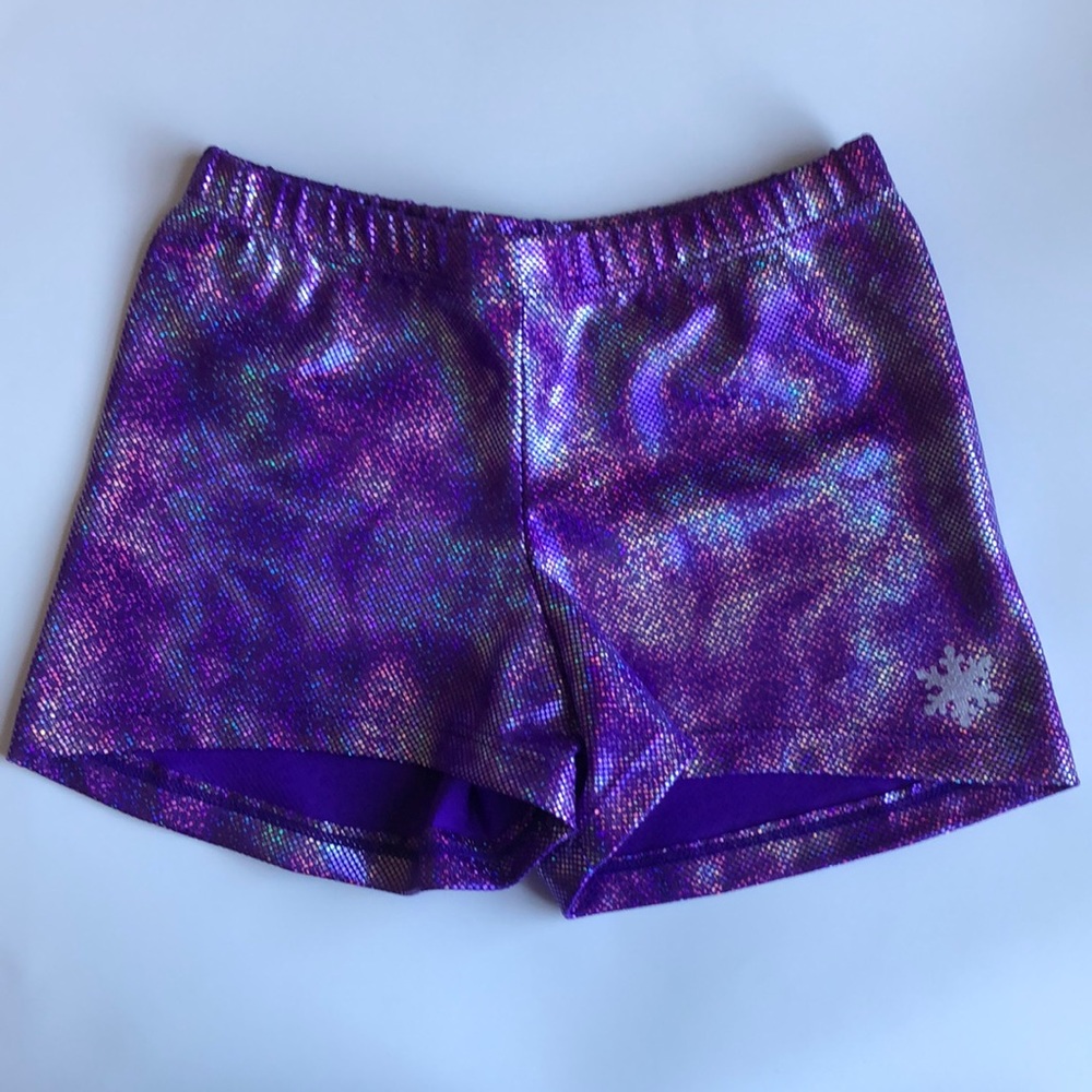 Snowflake Designs Purple Foil Gymnastics Shorts S